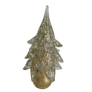 Vintage Murano Art Glass Gold Specks Christmas Tree Home Decor Sculpture 7”